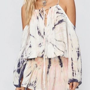 RARE Boho Luxe Blue Life Mosta Tie Dye Mini Dress